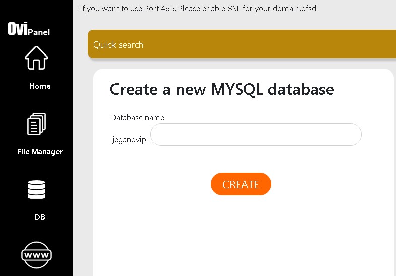 How to create MySQL database in HR Panel